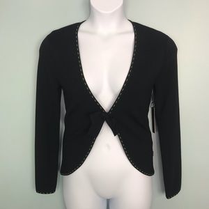 NWT BCBG Black Cardigan Green Trim